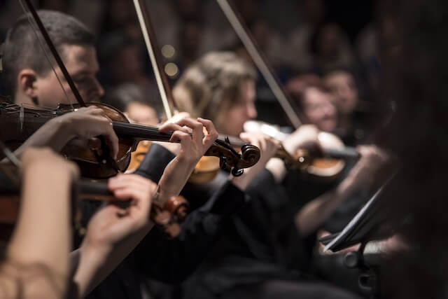 Orchestra playing music