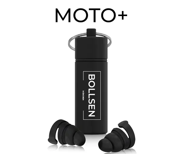 BOLLSEN Moto+ Earplugs for Motorcyclists - Motorcyclists, Racing Drivers, Convertible Drivers, For Intercom Devices in Helmets, Racing Spectators