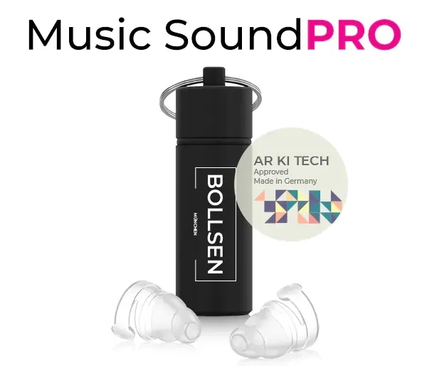 BOLLSEN Music SoundPRO Earplugs With AR KI Tech Measuring for Music - Music, Festivals, DJs, Clubs, Band Members, Orchestra, Bartenders, Security Staff